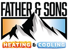 A logo with the words heating and cooling.