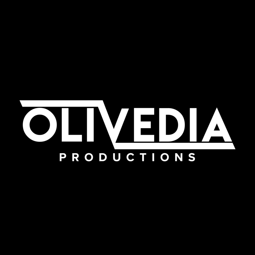 Oliveda productions logo on a black background.