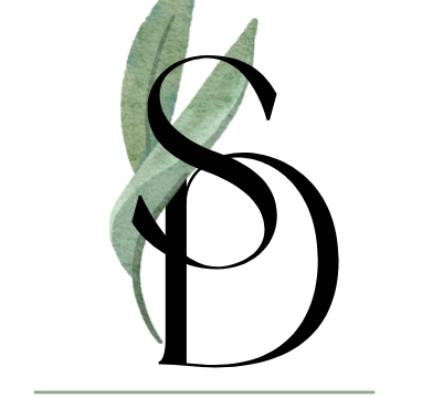 Logo of sage dream property management featuring an intertwined 's' and 'd' with a stylized plant element in the background.