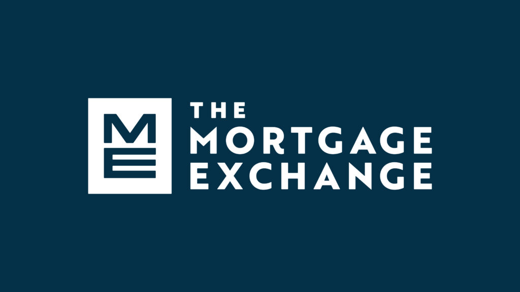 A logo with "The Mortgage Exchange" text and a stylized "ME" monogram on a dark blue background.