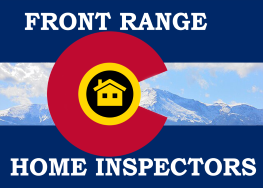 Logo reads "Front Range Home Inspectors" with a mountain backdrop inside a circular design resembling the Colorado flag.