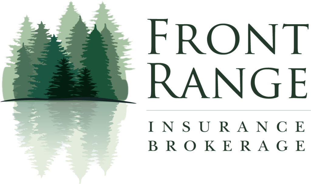 Logo of Front Range Insurance Brokerage featuring green overlapping pine trees.