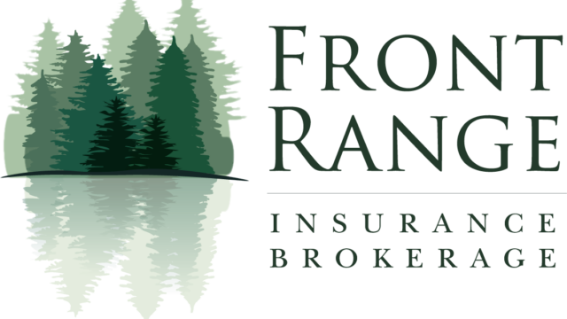 Logo of Front Range Insurance Brokerage featuring green overlapping pine trees.