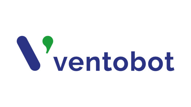 The Ventobot logo features a blue stylized "V" with a green accent, followed by the word "ventobot" in blue lowercase letters on a white background.
